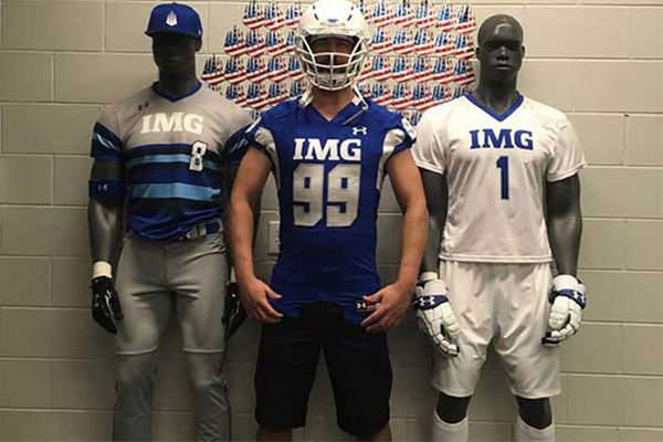 student in football gear