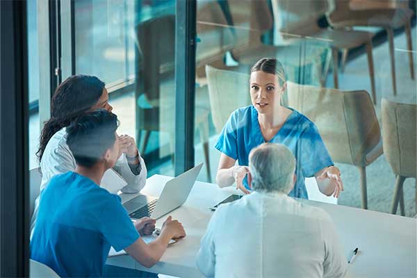 person talking on a meeting