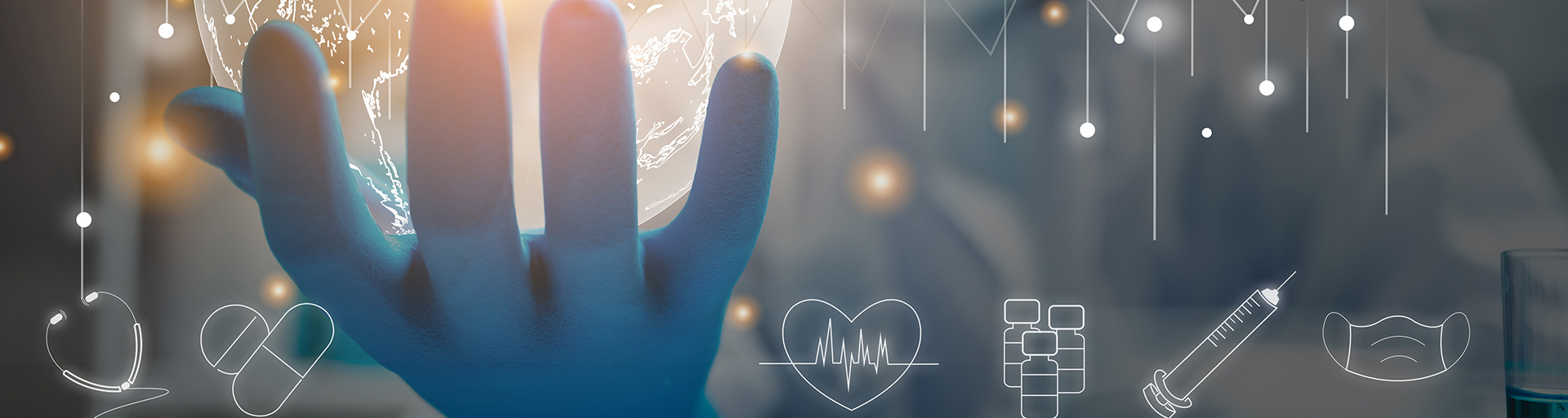 hand with medical symbols