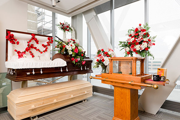 funeral coffin display