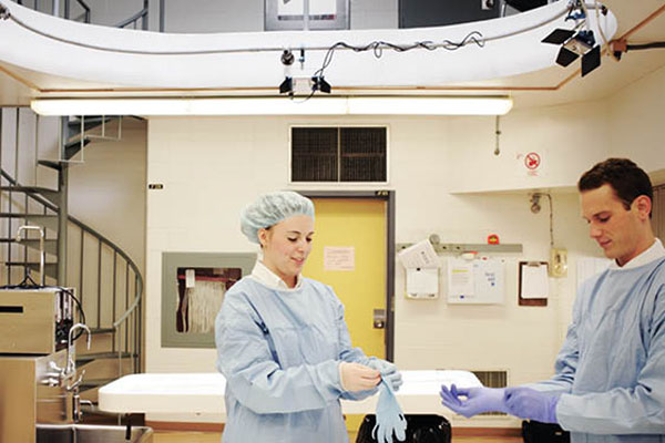 students wearing medical scrubs