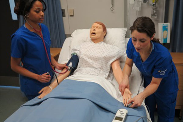 simulation body getting a blood pressure check