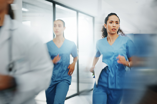 two nurses running