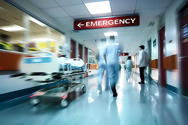 emergency room staff walking in hallway