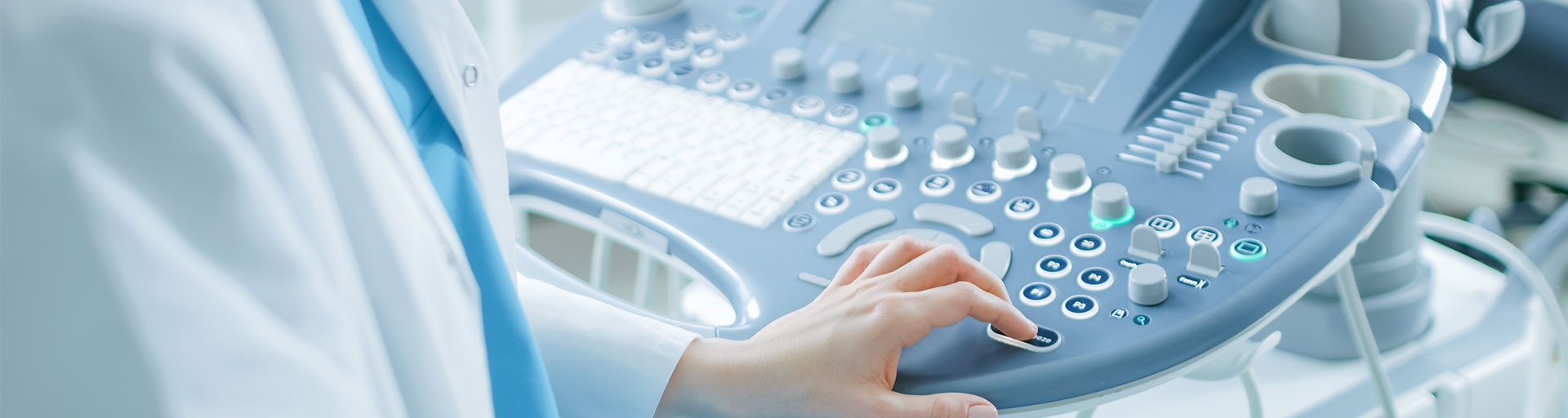 Healthcare professional using a ultrasound machine
