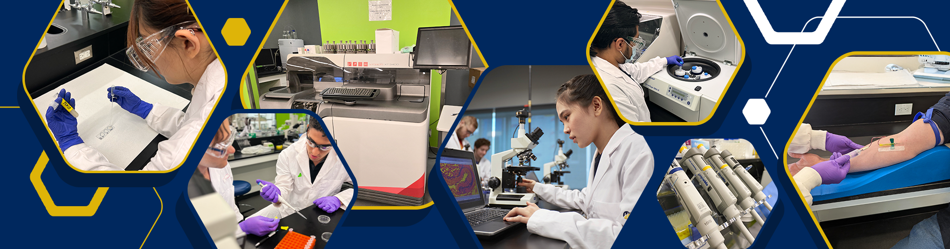 collage of students images performing experiments