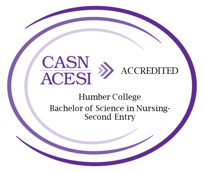 CASN accreditation logo for Humber College's Bachelor of Science in Nursing, Second Entry Program